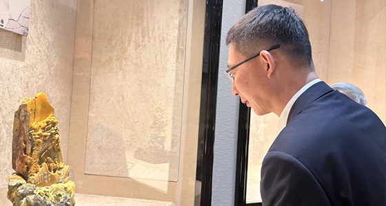 Vice Chairman of the Chinese Federation of Overseas Chinese, Gao Feng, visited Ante �� Ni Dongfang Art Museum to investigate the development of the Qingtian stone carving industry